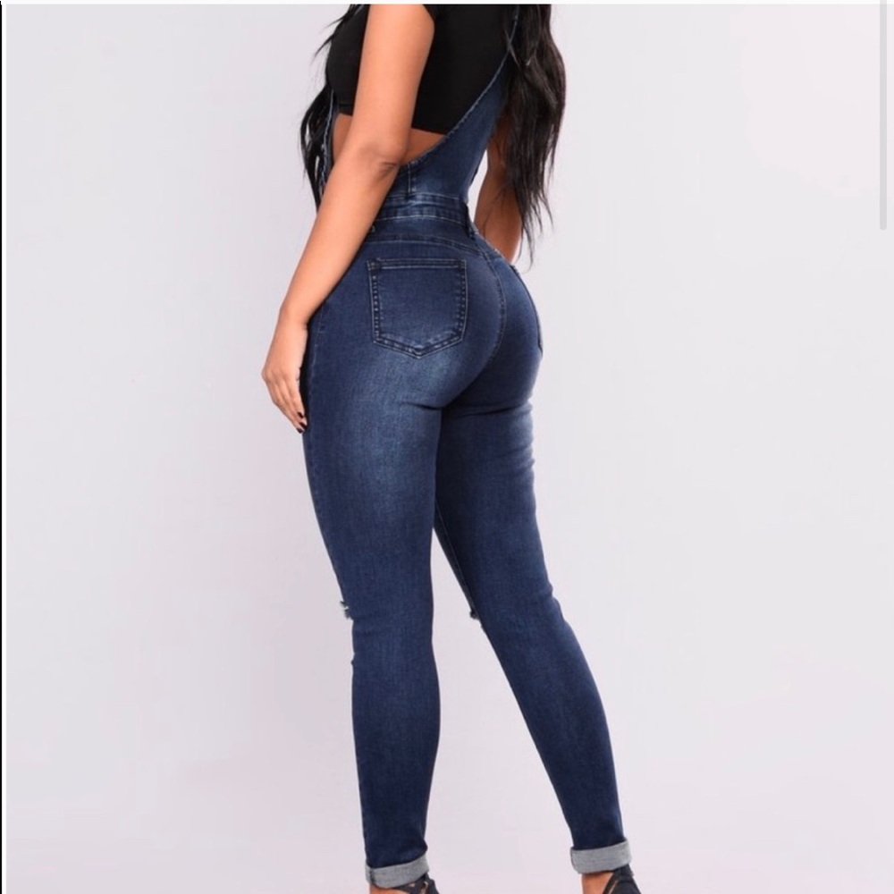 NWT Denim Overalls with Distressed Knees - Picture 2 of 6